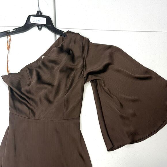 Sachin & Babi  Keely Gown brown one shoulder midi dress Size 0 - Picture 4 of 10